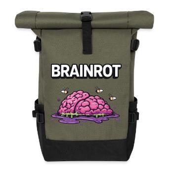 Brainrot Zombie Brain - Roll Top Backpack - olive/black - Front