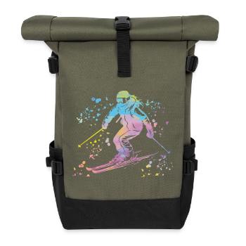 Alpine skiing Winter sports Nordic skiing - Roll Top Backpack - olive/black - Front