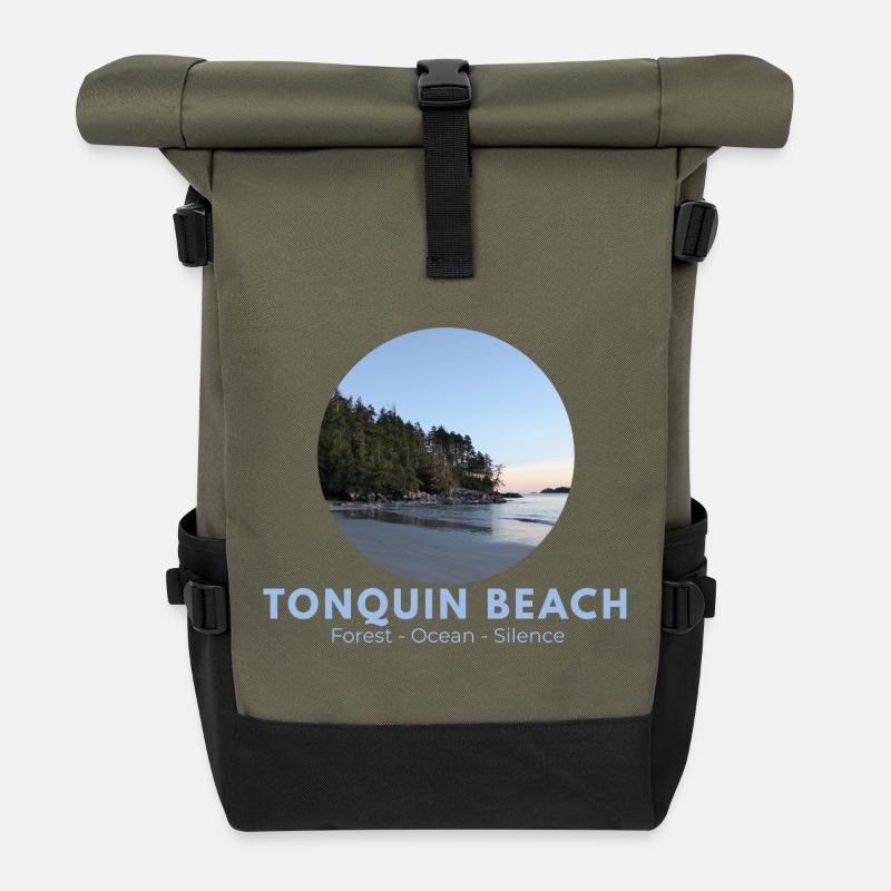 Tonquin Beach Forest Ocean - Roll Top Backpack - olive/black