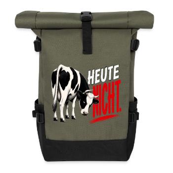 Heute nicht -Kuh T-Shirt - Rolltop Rucksack - Olive/Schwarz - Vorne