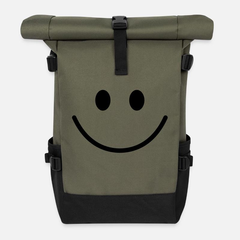 lachendes Gesicht - Rolltop Rucksack - Olive/Schwarz