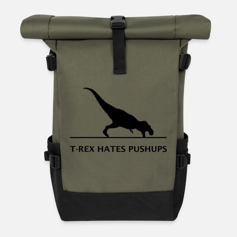 T-rex hates pushups - Rolltop Rucksack - Olive/Schwarz
