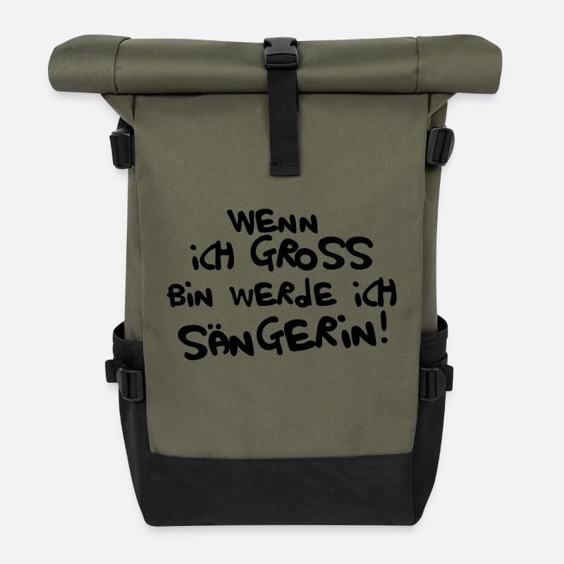 Ich werde Sängerin - Rolltop Rucksack - Olive/Schwarz