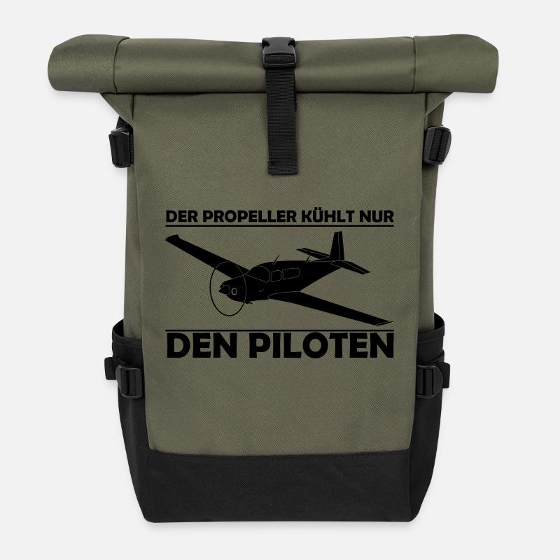 Mooney Motorflugzeug Geschenk - Rolltop Rucksack - Olive/Schwarz