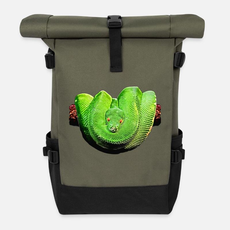 serpent fractalisé - Sac à dos roll top - olive/noir