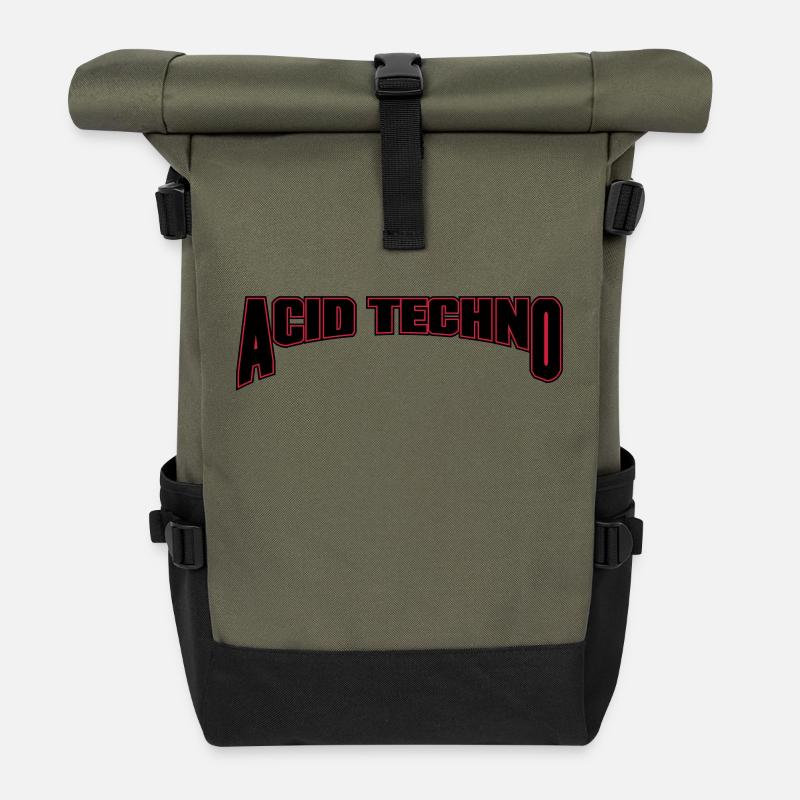 Acid Techno - Rolltop Rucksack - Olive/Schwarz