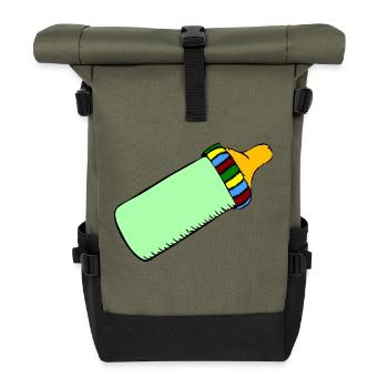 bottle - Roll Top Backpack - olive/black - Front