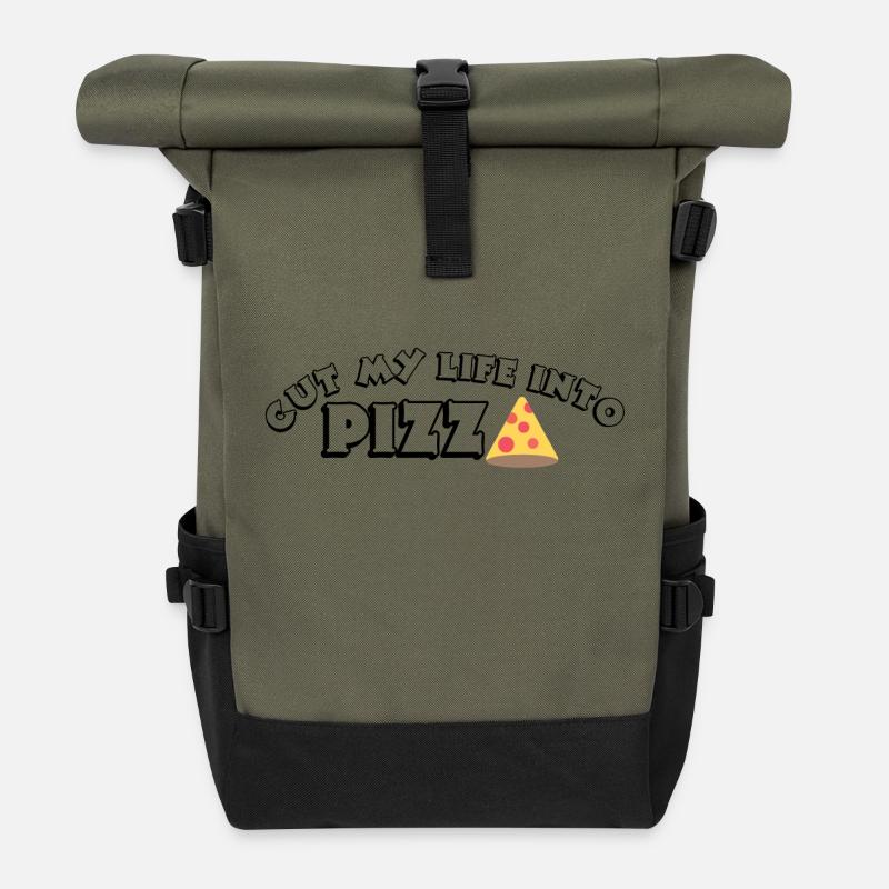 Cut my life into pizza - Roll Top Backpack - olive/black