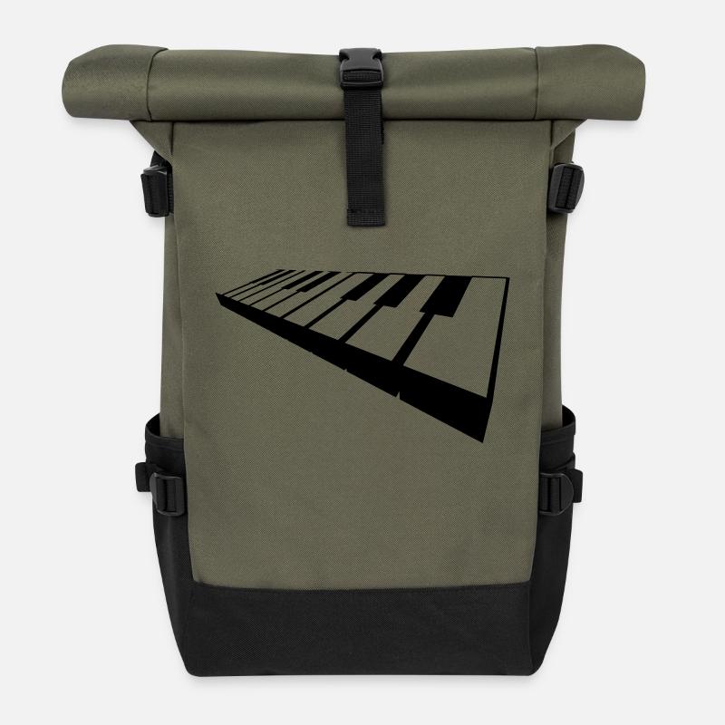 Klavier-Tasten - Rolltop Rucksack - Olive/Schwarz