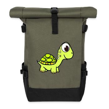 Süße Schildkröte Turtles - Rolltop Rucksack - Olive/Schwarz - Vorne