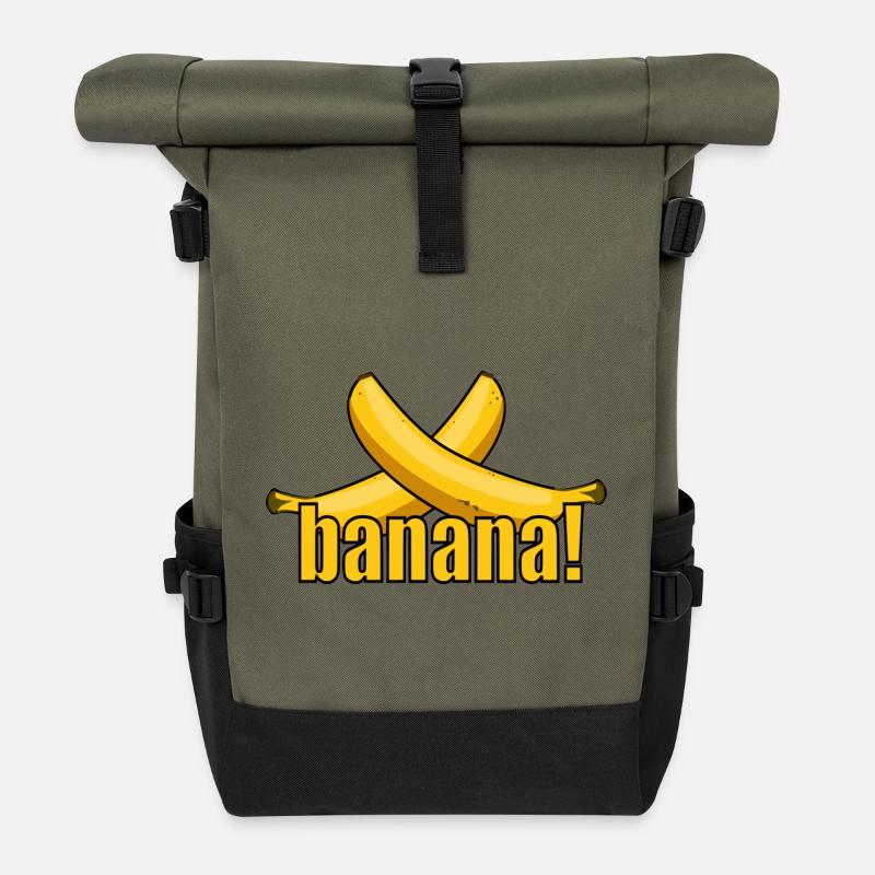 banana! - Roll Top Backpack - olive/black