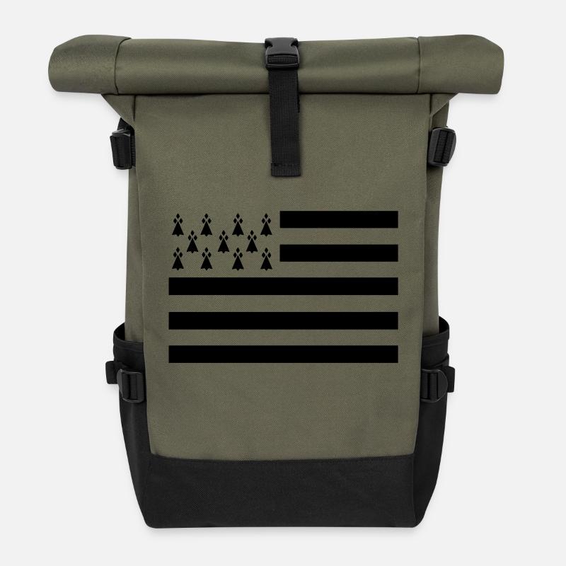 Drapeau Breton - Sac à dos roll top - olive/noir