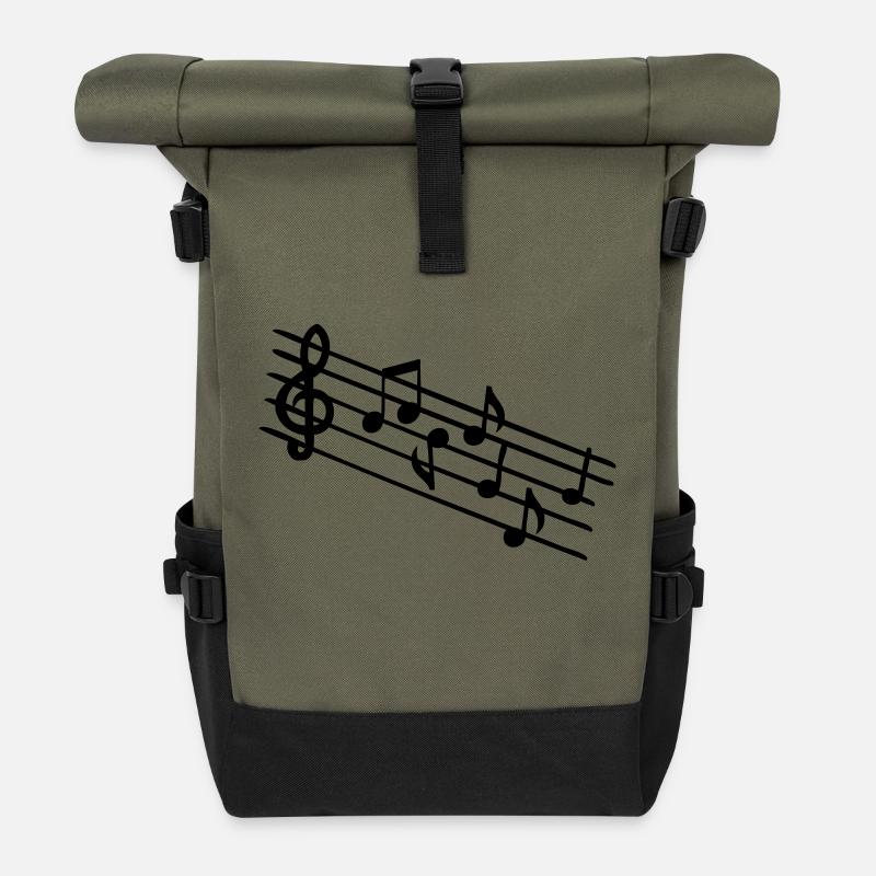 symbole de note de musique - Sac à dos roll top - olive/noir