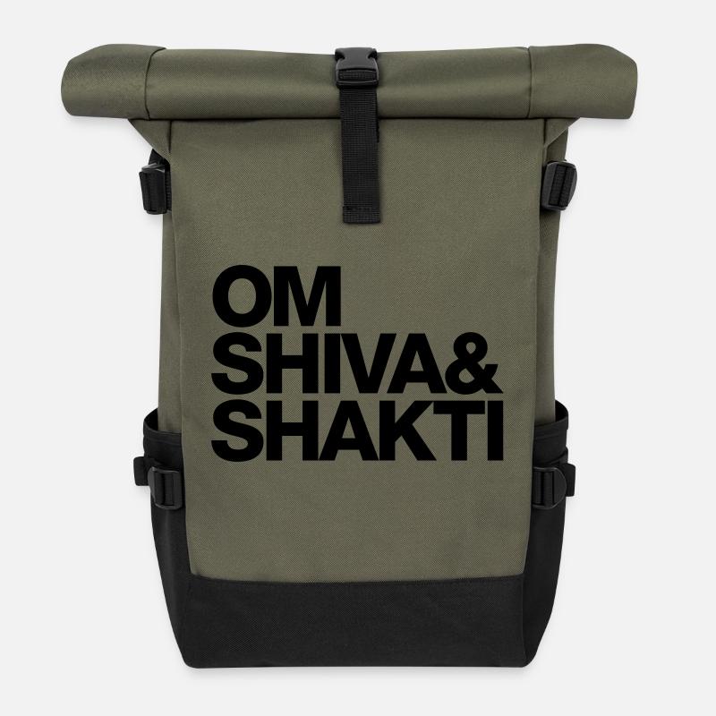 OM SHIVA & SHAKTI - Rolltop Rucksack - Olive/Schwarz