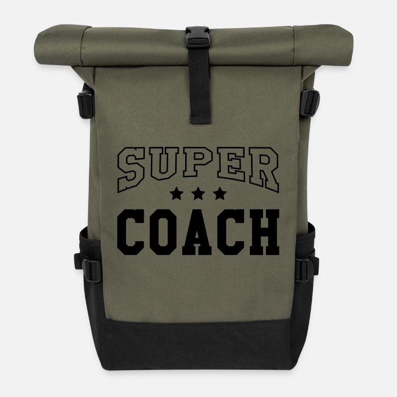 Coach / Trainer / Sport / Coaching / Zug / Manager - Rolltop Rucksack - Olive/Schwarz