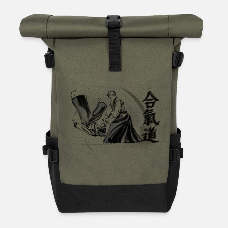 aikido - Sac à dos roll top - olive/noir