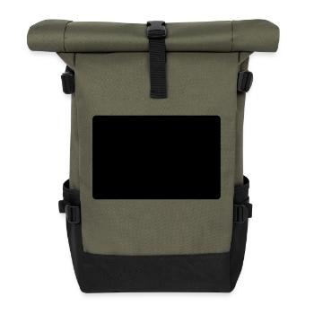 hello my name is leo - Roll Top Backpack - olive/black - Front