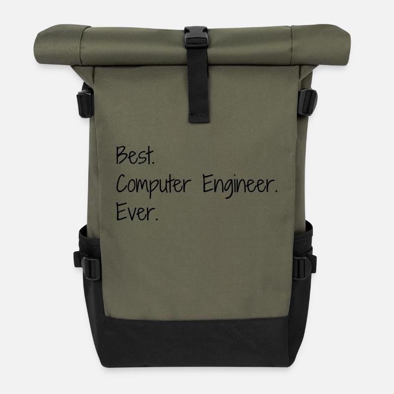 informatique / informaticien / ordinateur / geek - Sac à dos roll top - olive/noir