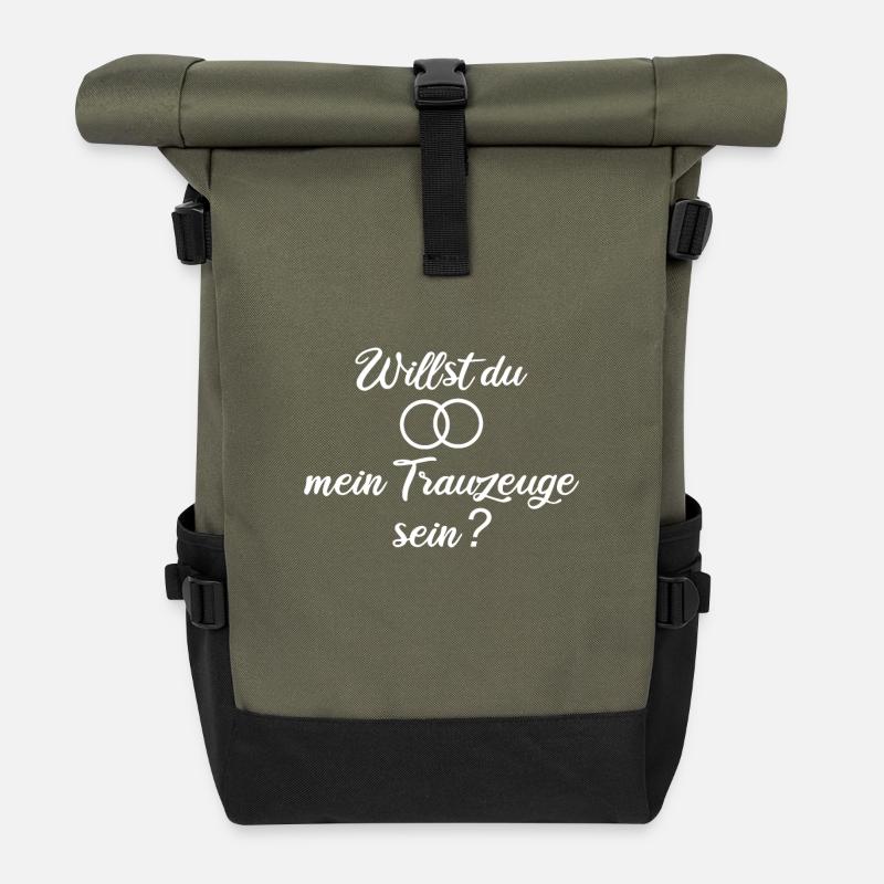 Willst du mein Trauzeuge sein? - Rolltop Rucksack - Olive/Schwarz