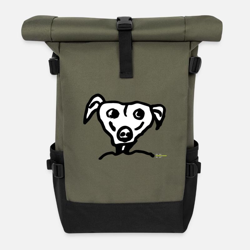 Dog head drawing SW - Roll Top Backpack - olive/black