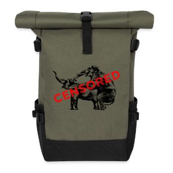 Les éléphants amoureux / censurés - Sac à dos roll top - olive/noir - Devant