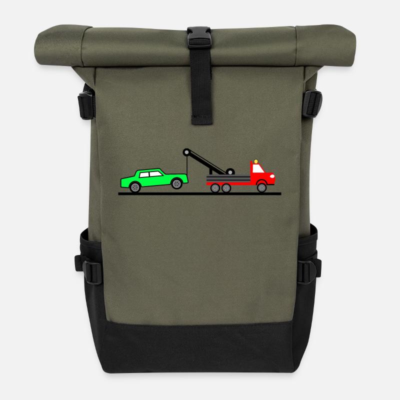 Abschleppwagen - Rolltop Rucksack - Olive/Schwarz
