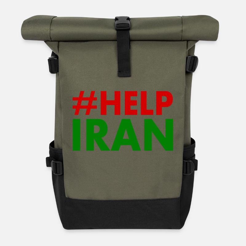 Help iran - Rolltop Rucksack - Olive/Schwarz