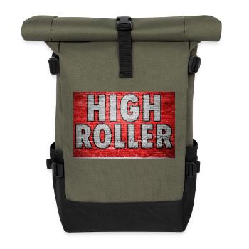 High Roller Brick Wall Graffiti - Roll Top Backpack - olive/black - Front