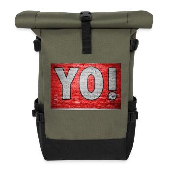 Yo! Brick Wall Graffiti - Roll Top Backpack - olive/black - Front