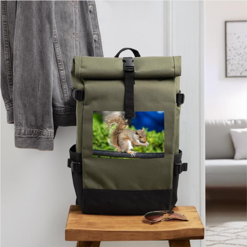Essen Grauhörnchen Grauhörnchen Sciurus carolin Rolltop Rucksack