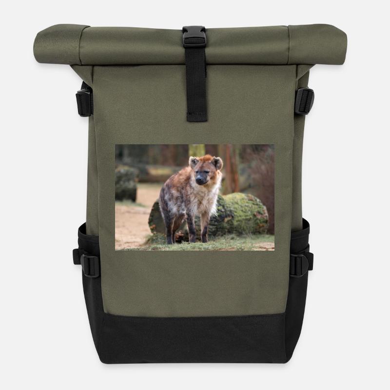 Hyäne oder Hyäne oder Harpyie (auf Deutsch Hyäne) Hyäne - Rolltop Rucksack - Olive/Schwarz