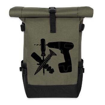 Screw and plug drill - Roll Top Backpack - olive/black - Front