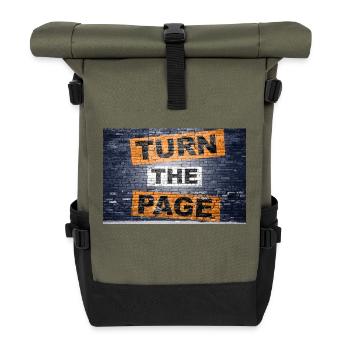 Turn the Page saying lettering Graffiti - Roll Top Backpack - olive/black - Front