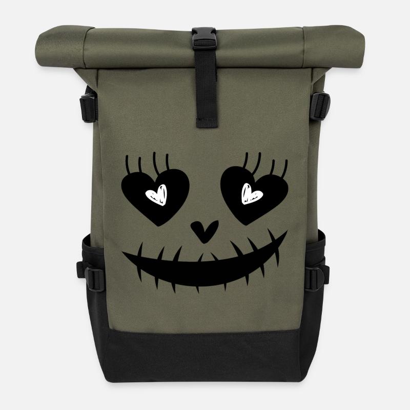 Visage d’Halloween - Sac à dos roll top - olive/noir