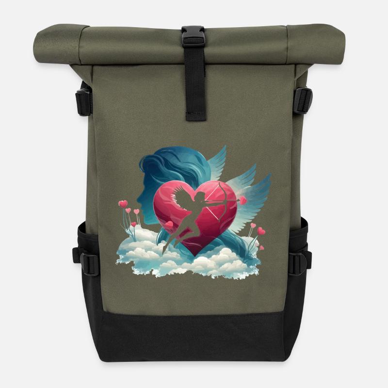Amor Bogenschütze Herz Kunstwerk - Rolltop Rucksack - Olive/Schwarz