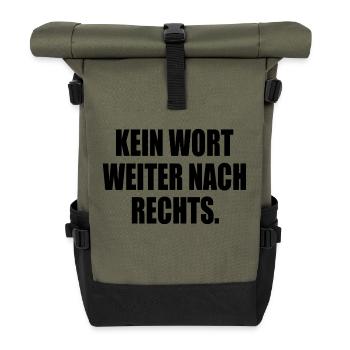 kein wort weiter nach rechts - Rolltop Rucksack - Olive/Schwarz - Vorne