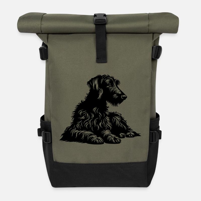 Scottish Deerhound - Rolltop Rucksack - Olive/Schwarz