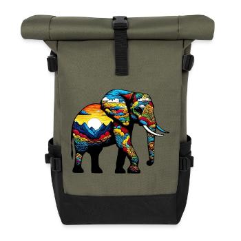 Elephant - Roll Top Backpack - olive/black - Front