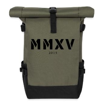Römische Zahl Geburtsjahr Made in 2015 - Rolltop Rucksack - Olive/Schwarz - Vorne
