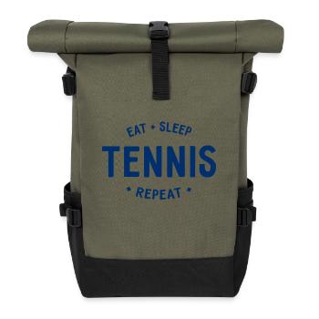Eat Sleep Tennis Repeat - Rolltop Rucksack - Olive/Schwarz - Vorne