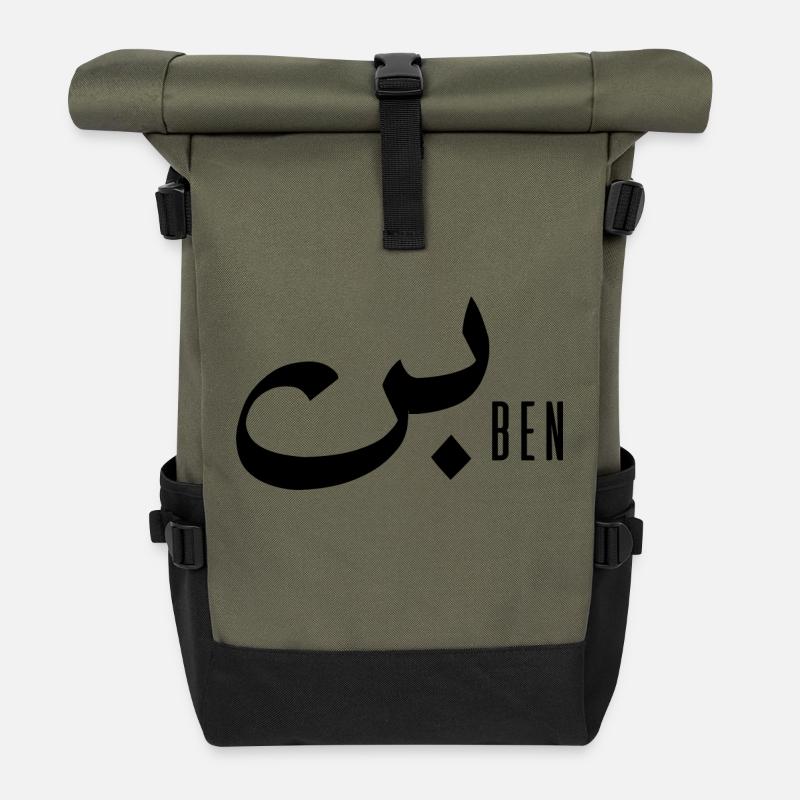 Ben prénom en arabe - Sac à dos roll top - olive/noir