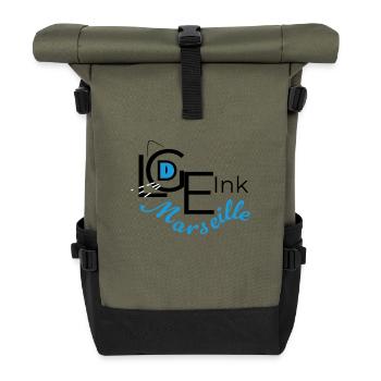 LGDE Ink - L’Œil Félin - Sac à dos roll top - olive/noir - Devant