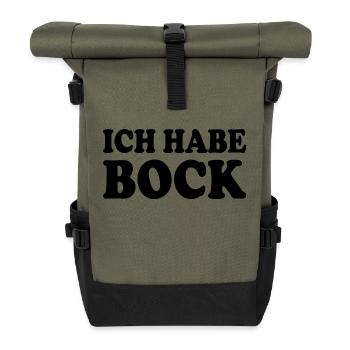 Ich habe bock - Rolltop Rucksack - Olive/Schwarz - Vorne