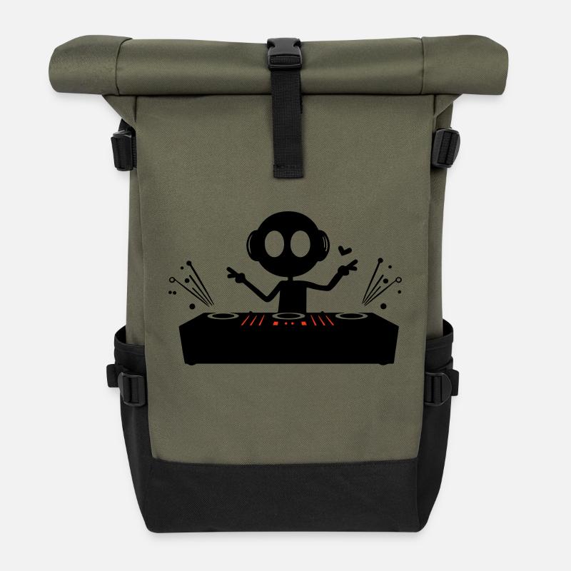 DJ Party Turntables - Rolltop Rucksack - Olive/Schwarz