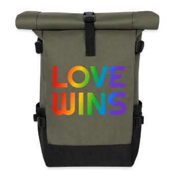 Liebe gewinnt Regenbogen LGBTQ schwul - Rolltop Rucksack - Olive/Schwarz - Vorne