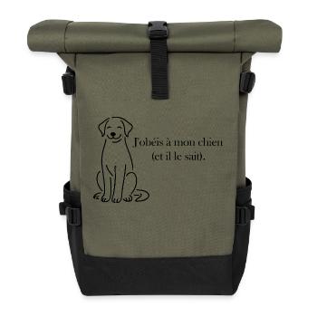 J’obéis à mon chien (et il le sait) - Sac à dos roll top - olive/noir - Devant