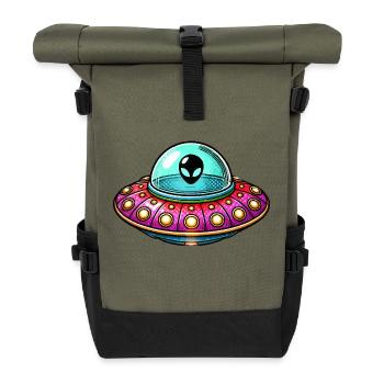 ufo comic - Rolltop Rucksack - Olive/Schwarz - Vorne