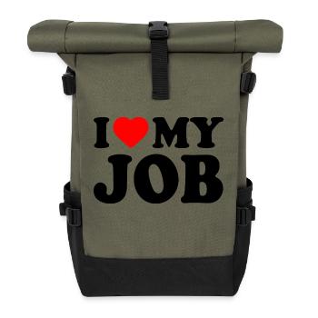 I love my job - Rolltop Rucksack - Olive/Schwarz - Vorne