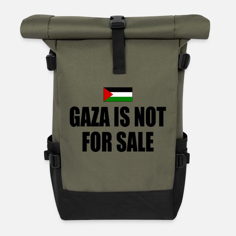 gaza is not for sale - Roll Top Backpack - olive/black