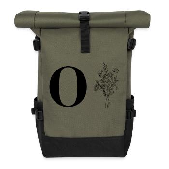 Minimalist Flowers - Roll Top Backpack - olive/black - Front